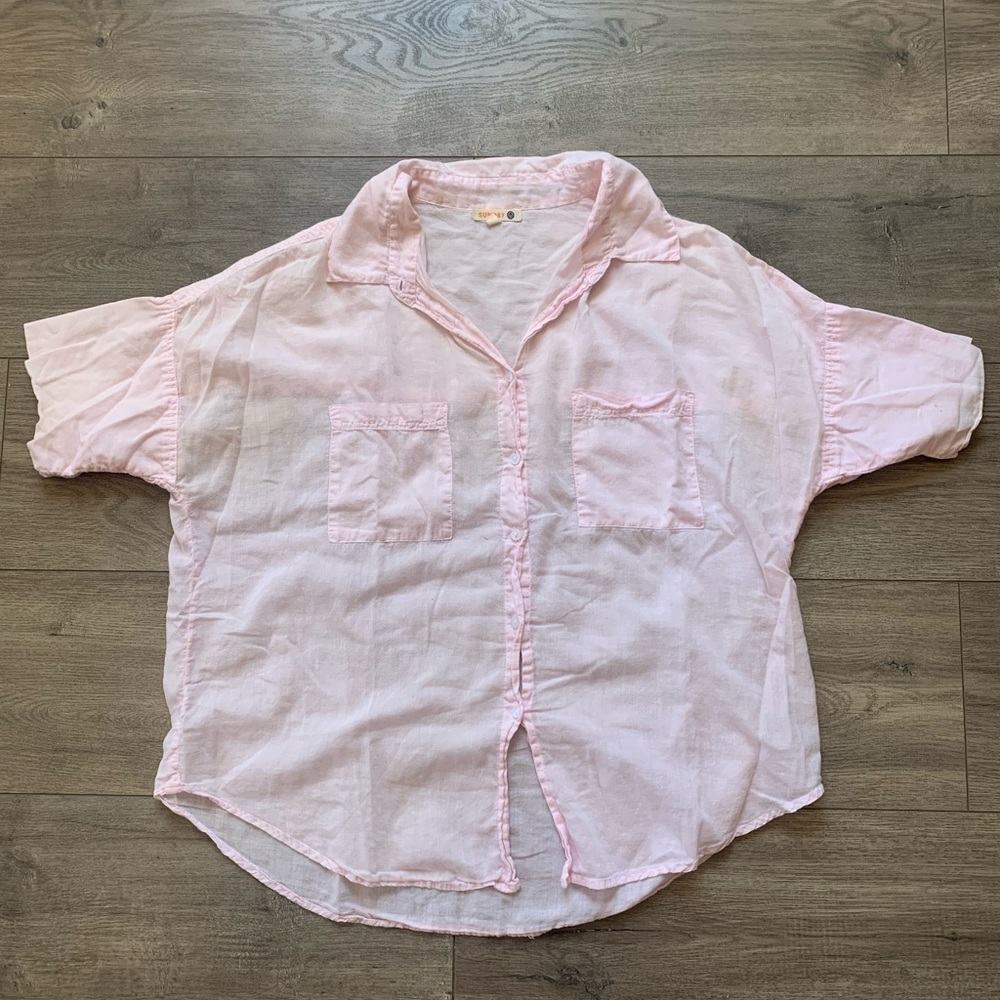 Sundry Pink 100% cotton button up oversized shirt medium
